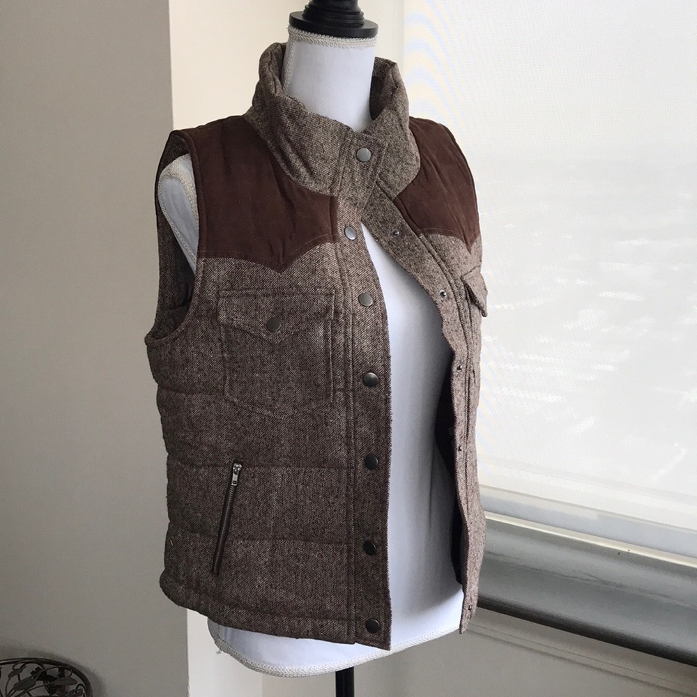 Brown tweed and sueded vest